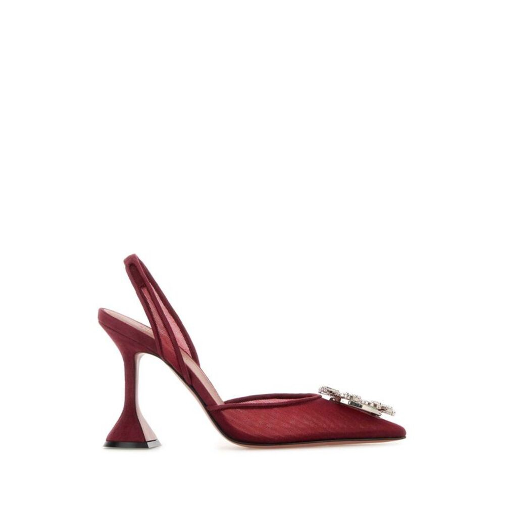 Amina Muaddi Women Tiziano Red Mesh Begum Pumps
